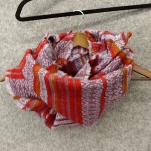 ECO Rising Tide Scarf Red Geometric Stripe Mohair Organic Cotton Infinity 13x63